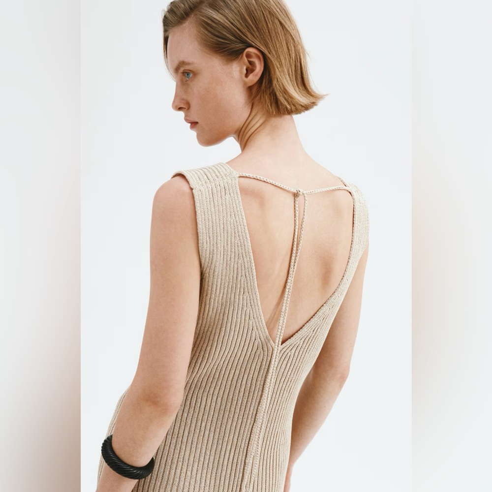 H&M Beige Knit Maxi Dress with Crochet Hem - Picture 6 of 11